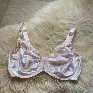 JCPenny Lilyette Light Peach Pink 32DD Vintage Front Clasp Closure Lace Trim Bra